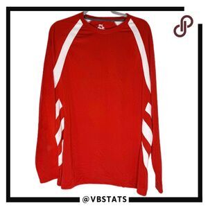 Black Tip Men's Crew Neck Colorblock Long‎ Sleeve Sport Gill Tech Tee Red Large